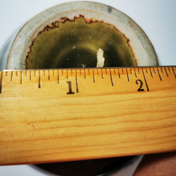 Vintage Abstract Floral Striped Pottery Vase - Picture 14 of 14